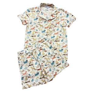 The Company Store Pajama Set 2 pc Set Dog Party Pet Print Pajamas 100% Cotton XS